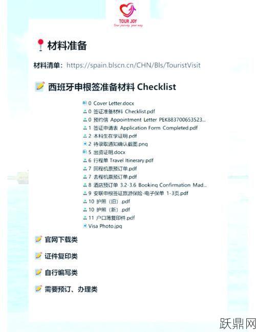 如何准备西班牙旅游签证的材料？